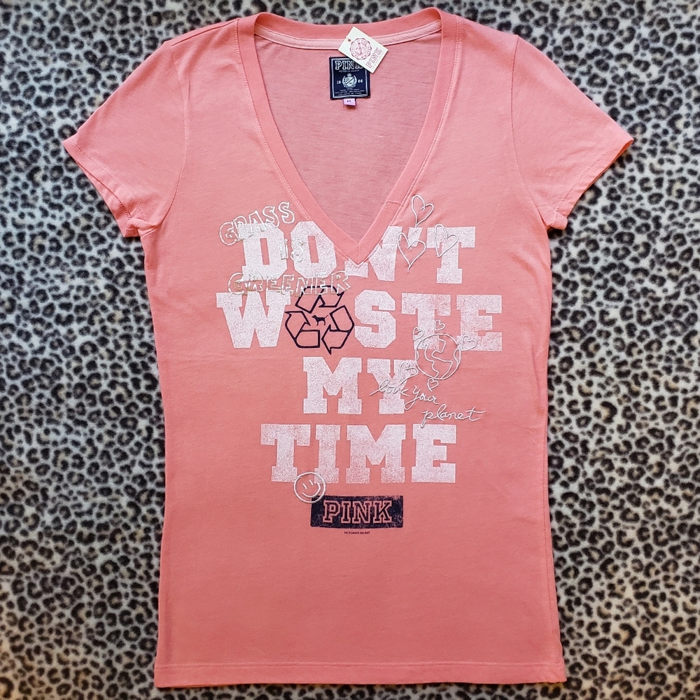 2009 VS PINK Coral Short Sleeve Tee for Recycling, Size M, NWT, Vintage PINK